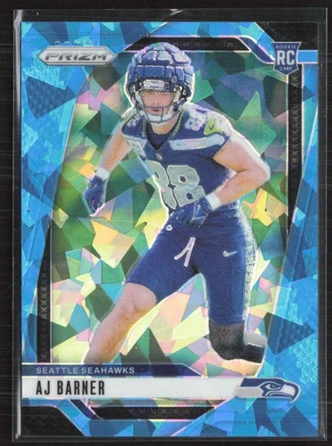 2024 Panini Prizm #304 AJ Barner Blue Ice #/99 Seattle Seahawks RC (MS)
