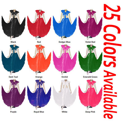 TMS Multi Ruffle Full Circle Skirt Belly Dance Tribal Jupe Robe Flamenco Costume - Foto 5