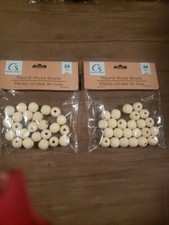 LOT OF 2 Round Wood Beads CRAFTERS SQUARE 10mm 24 COUNT BEADS 48 TOTAL FAST SHIP