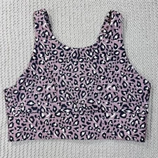 Kyodan Sports Bra Large High Neck Long Line Strappy Leopard Animal Print Mauve