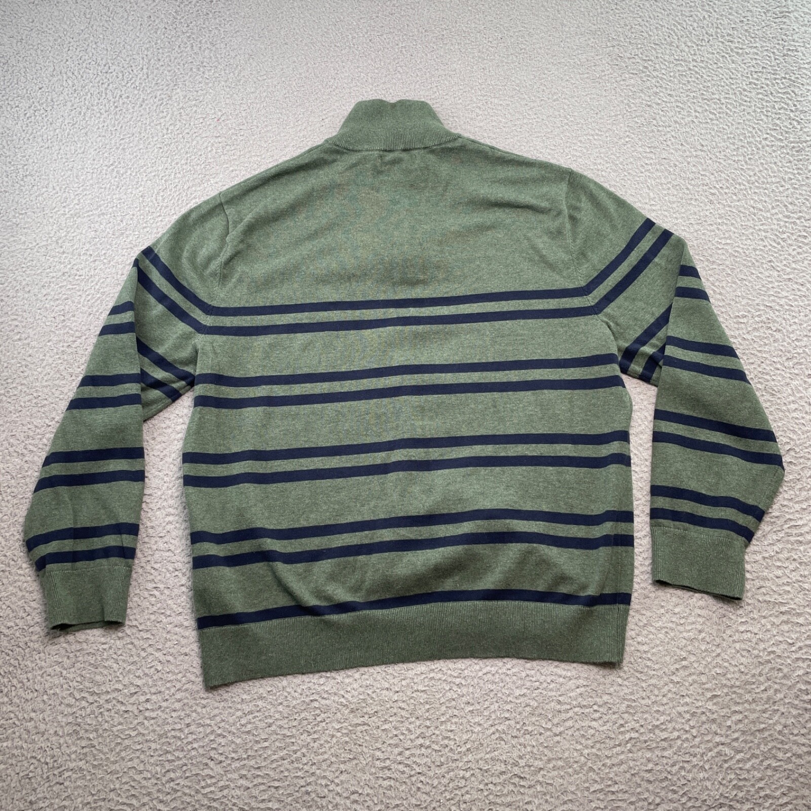 Nautica Shirt Mens XL Green Blue Striped Quarter Zip Rugby Pullover Preppy image 3
