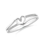ANGARA Natural Diamond Split Shank Heart Promise Ring in Silver Ring Size 7