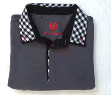 Au Noir Mens Polo Golf Shirt Sz 7 (3XL) Gray Checkered Collar Short Sleeve