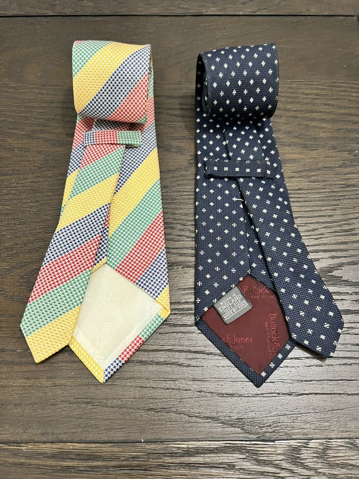 Lote de 2 corbatas Bullock & Jones Designer 109% seda hechas a mano en Inglaterra usadas en excelente estado Foto 3 de 4