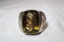 Sterling Silver Filigree Faceted Smokey Quartz Ring Size 8 1/2 K1208