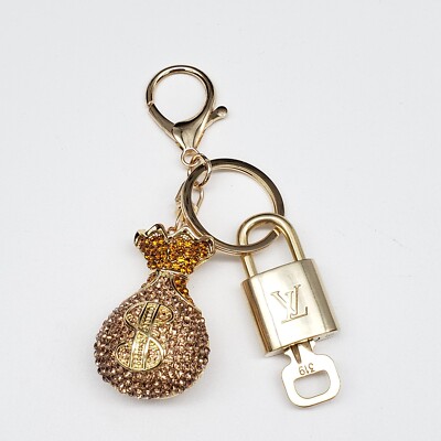 Authentic LV Gold Padlock & Key   Bag Charm / Unbranded Keychain Combo