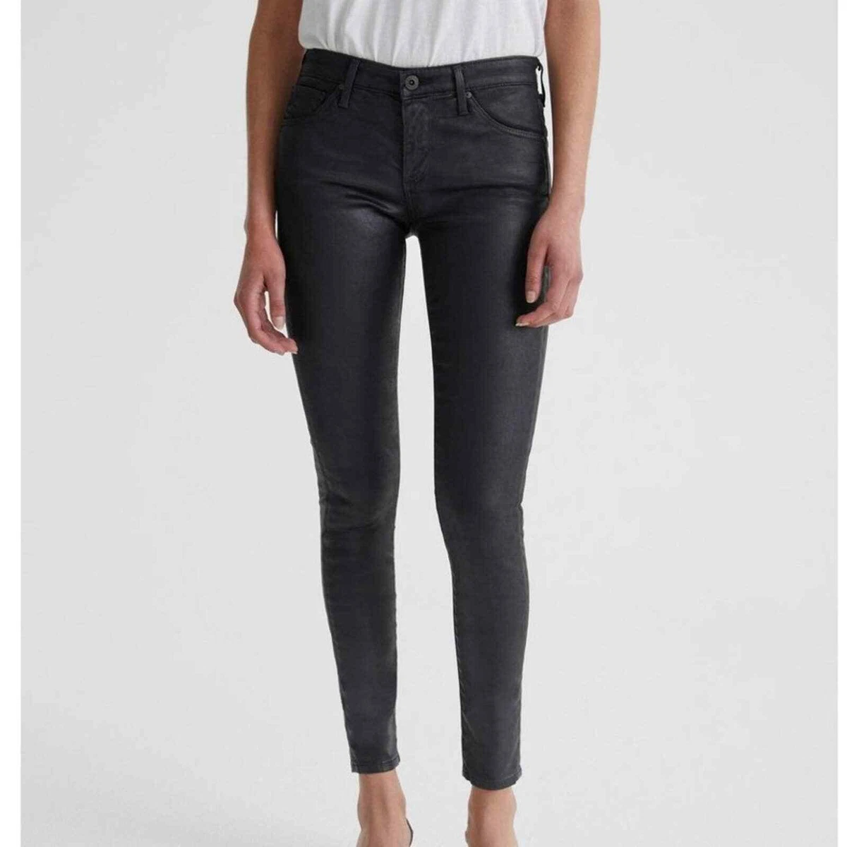 AG The Legging Super Skinny Ankle Coated Black Jeans