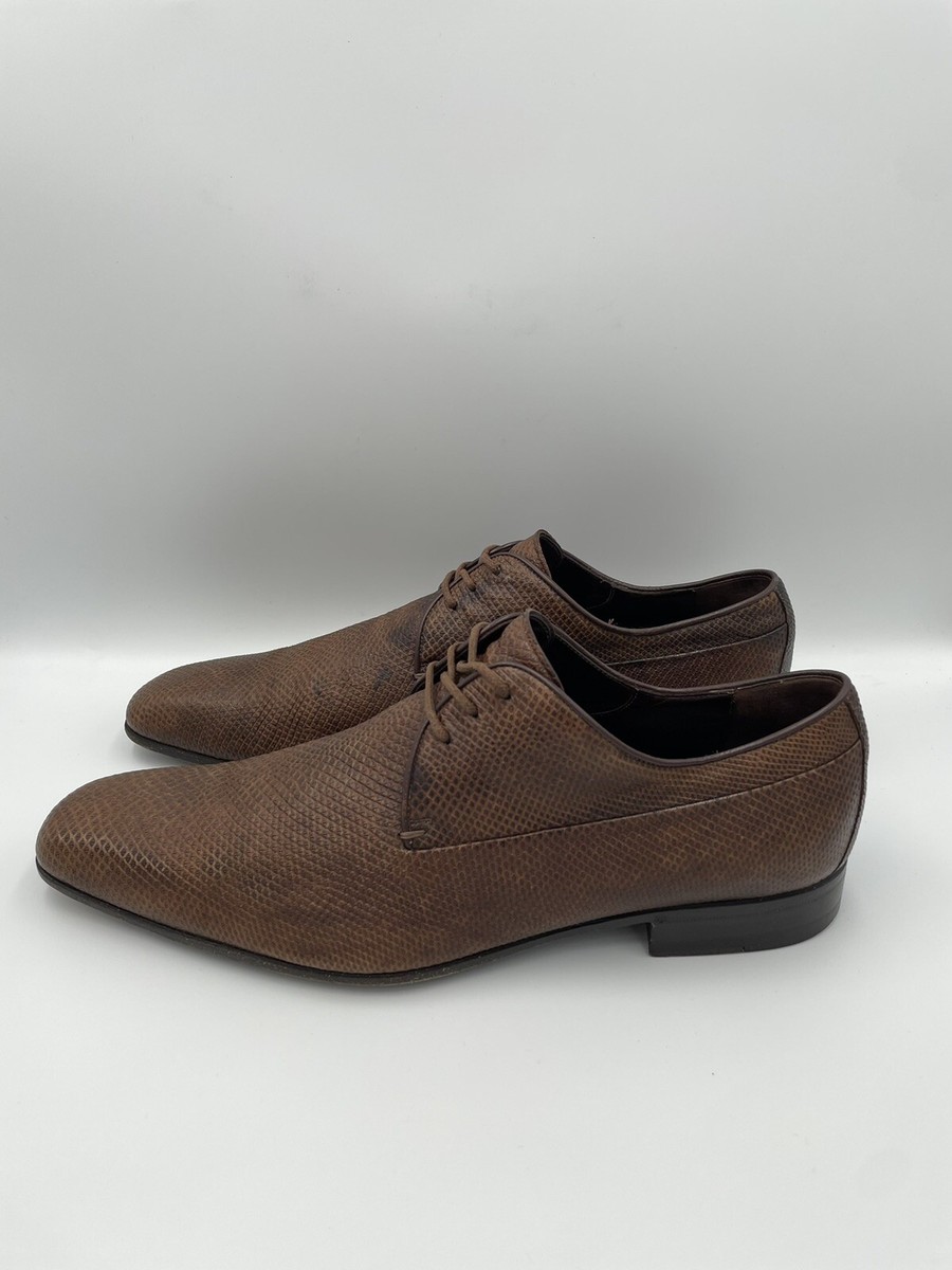 Gucci Dress Shoes Karung Snake Brown Leather Men Loafer 147529 Size 8 US  41,5 EU