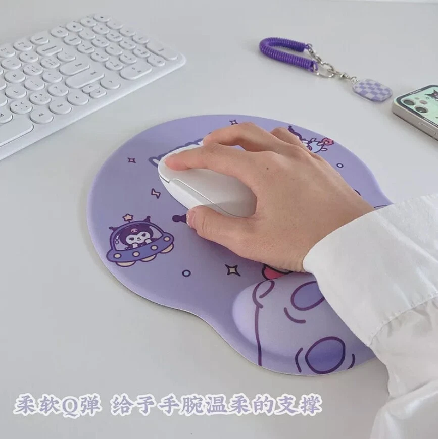 Purple Cute Kuromi Mouse Pad Wrist Rest Mat Non-Slip Hand Rest Silicon Mouse Pad - Image 2 of 4