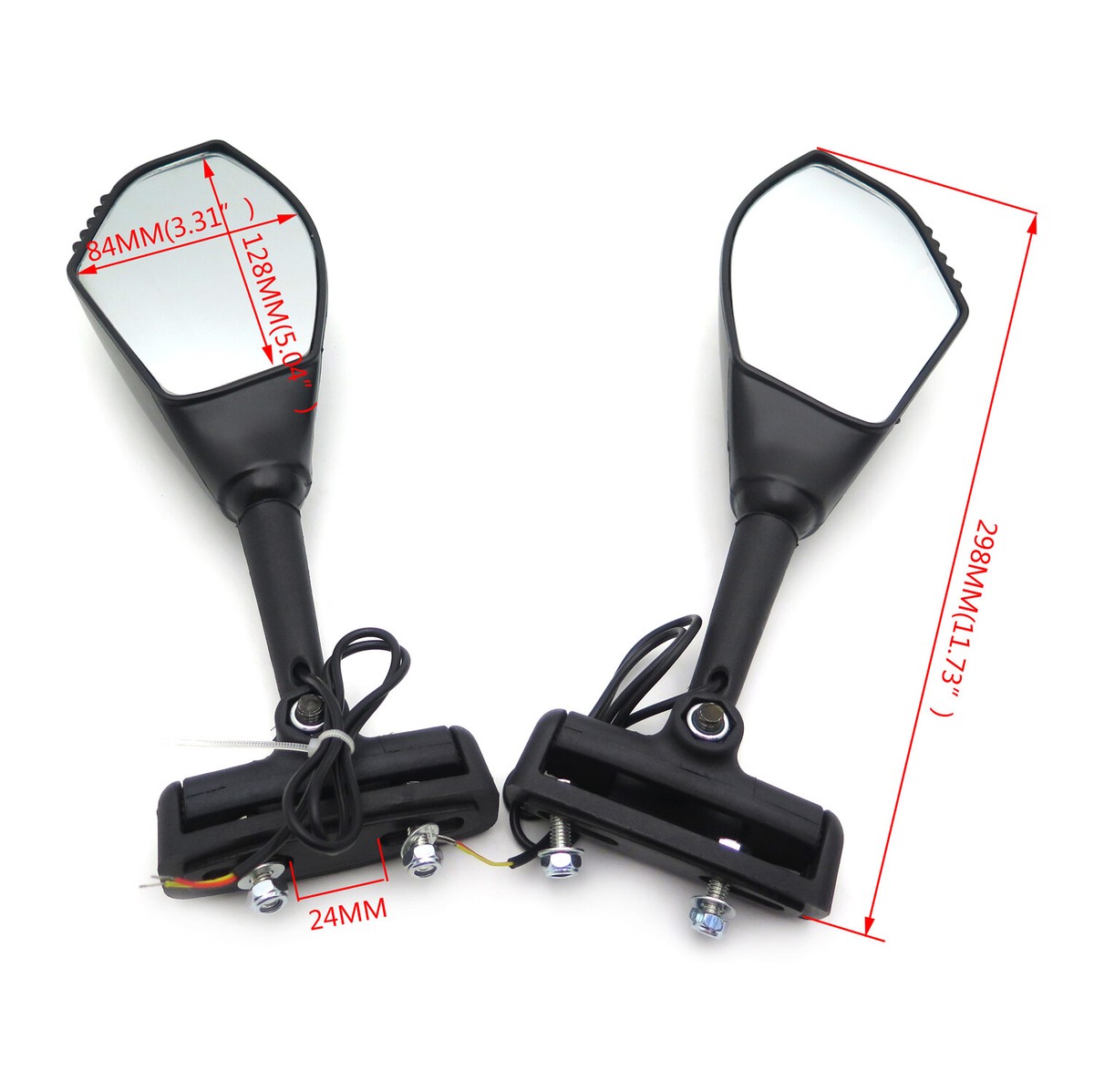 HongK LED Matte Black W/ Smoke Lens Mirror For Ninja500/ZX7R/ZX6R