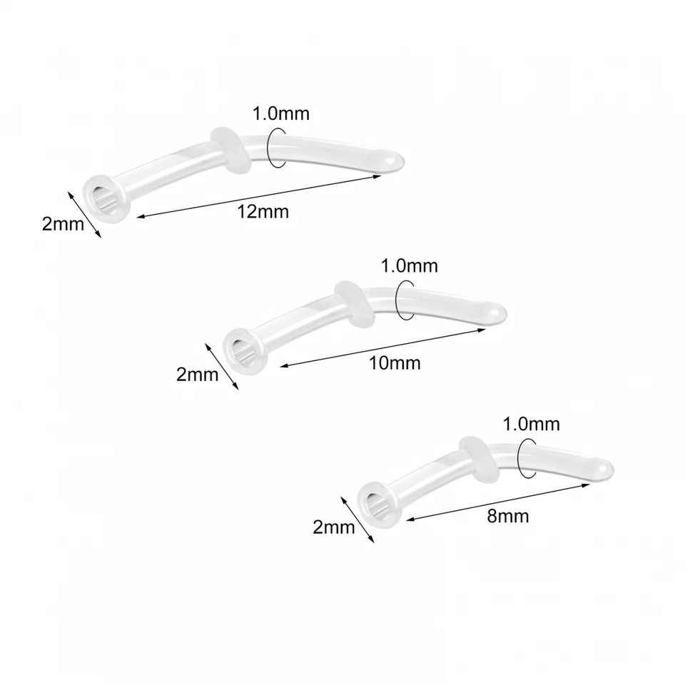 3Pcs/Lot Clear Glass Nose Studs Curved Stud Earrings Nostril Piercing Jewelry - Image 2 of 4