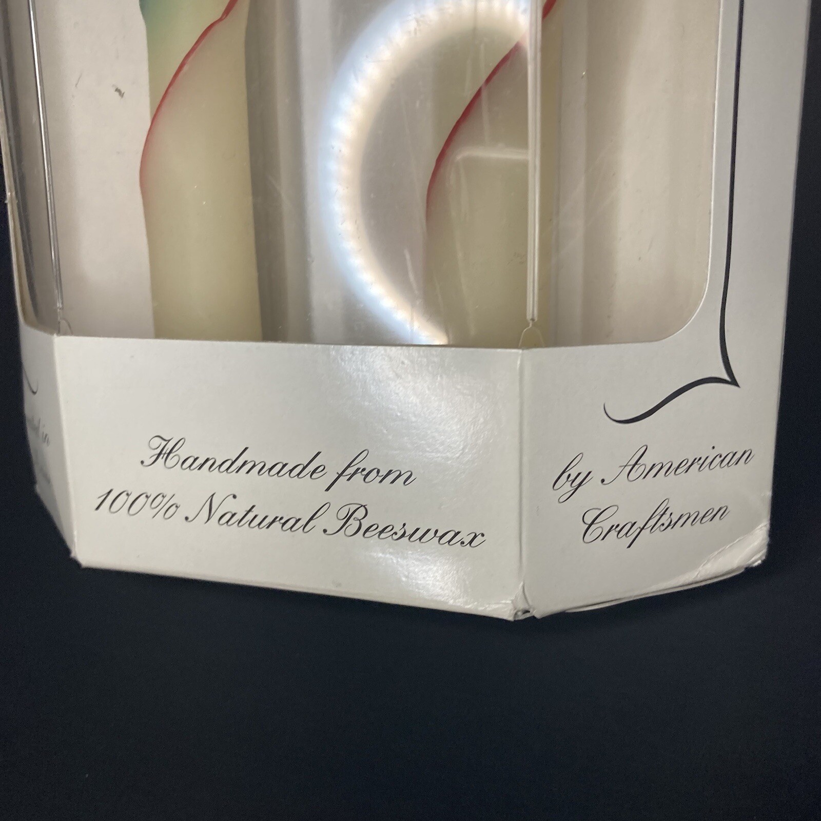 Handmade BEESWAX FEATHER Candle Pair SPIRAL TWIST 12" TAPERS USA Holly Berry NIB