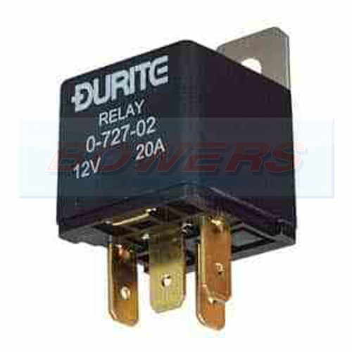 DURITE 0-727-02 12V 20A AMP 4 PIN NORMALLY CLOSED MINI RELAY WITH BRACKET