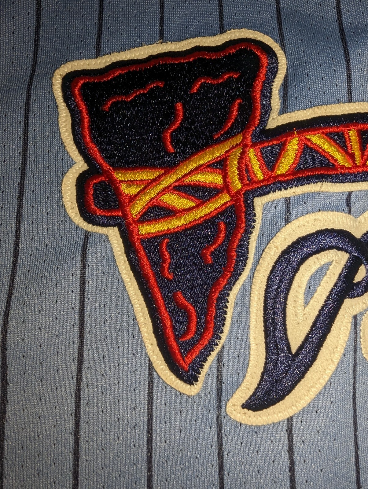 Vintage Majestic MLB Atlanta Braves Baseball Pinstripe Jersey XXL Blue