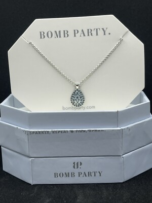 Bomb Party Necklace RBP3478 Enchanted Memory Light Sapphire on Rhodium