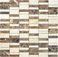 Naturstein Marmormosaik Braun Beige Cremeweiss Dusche 88-1201 I 10 Mosaikmatten