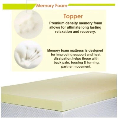 FAIRYZDEAL Orthopaedic Cot Bed Memory Foam Mattress Topper Soft Supportive Reflex Visco UK