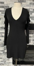 Express Ruffle Sleeve Mini Sheath Lined Black Dress Size XS