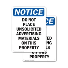 (2 Pack) Do Not Place Unsolicited Advertising OSHA Notice Sign Decal Metal