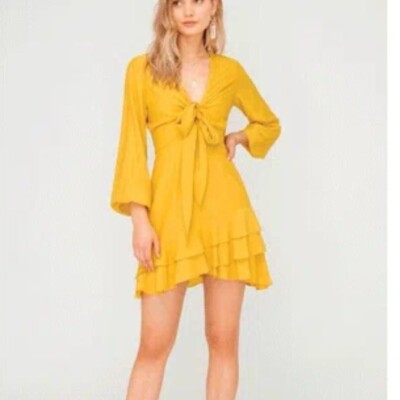 Sheike Long Sleeve Mini Dress Size 16/ US 12 Marigold Yellow EUC Plus