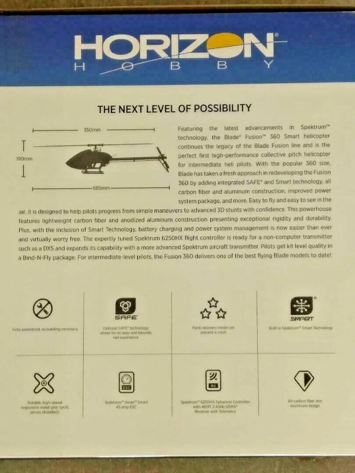 Blade Fusion 360 Smart BNF Basic Electric Flybarless Helicopter w/SAFE BLH6150 - Image 2 of 4