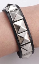 Punk Goth Bracelet Unisex Black Leather Spike Rivet Metal Studded Wristband 5301