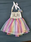 Toddler Girls Spring Dress Size 24 Mos. Sequins/ Rainbow Tutu/ Rabbit/ Easter