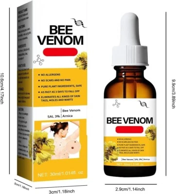 HIVETZ 2pcs Bee Venom Wart and Tag Remover,Bee Venom Mole and Wart Treatment Cream for