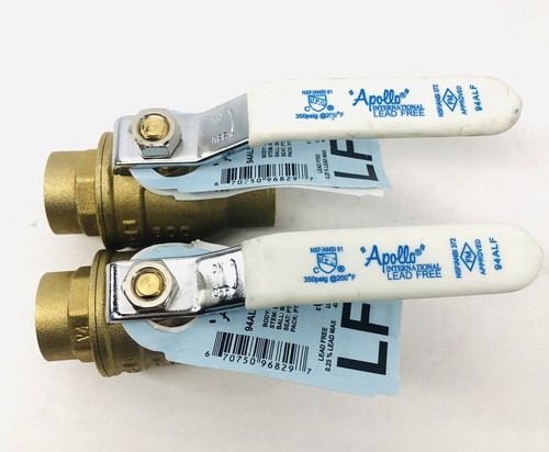 LOT OF 2 APOLLO #94ALF-204-01A ¾" 2 PIECE BRASS BALL VALVE SWEAT x SWEAT