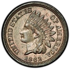 1862 Indian Head Penny AU / UNC Condition - Superb Luster!