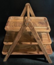 Three Tier Wood Serving Station Ladder Tray.