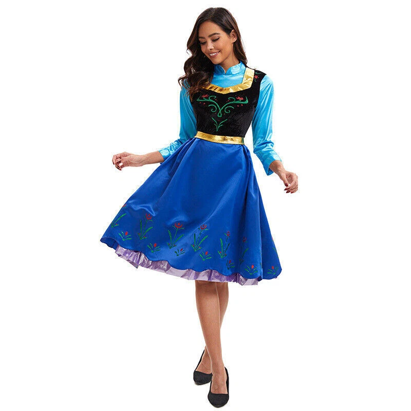 *Vestido de Princesa Anna Disfraz de Halloween Juegos con disfraces para mujer Vestido Blancanieves Congelado* Foto 4 de 4