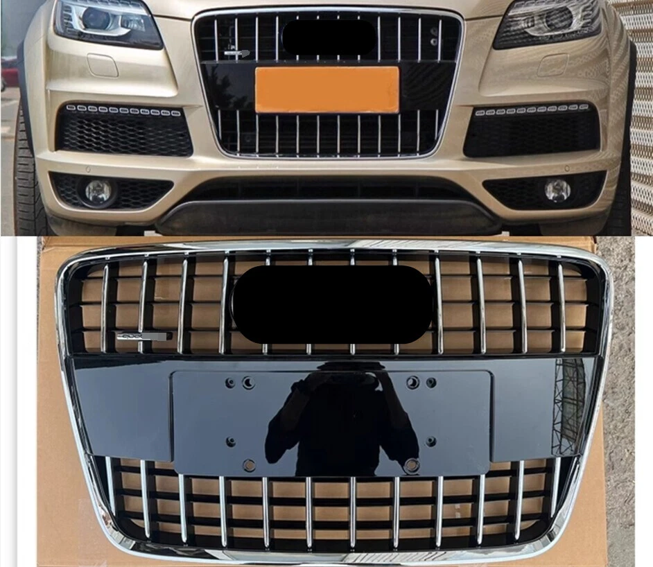 Parrilla de malla de parachoques delantero plateada para Audi Q7 SQ7 2007 2008 2009-2015 Foto 4 de 4