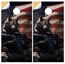 C356 Wolf Cornhole Board Wraps LAMINATED Wrap Decals Vinyl Sticker Skins