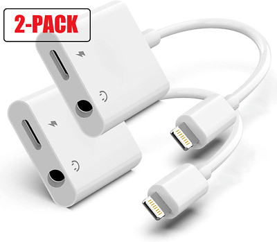 2-Pack 2 in 1 Dual Adapter 3.5mm Headphone & Charger For iPhone XS XR 11 12 14