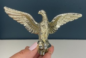 Metal Federal Eagle Bird Flag Pole Finial Topper Gold & Silver Tone Spread Wings