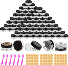 100-Pack 3g Clear Plastic Sample Jars with Lids, 3ml Containers for Creams, Powd