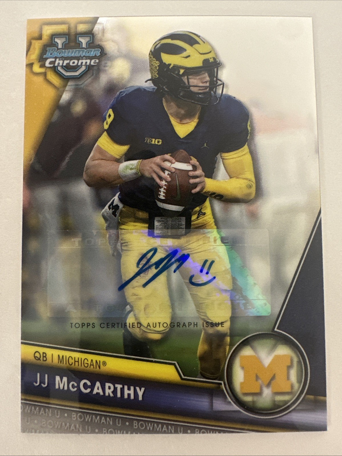 2023 Bowman U Chrome JJ McCarthy #124 Auto RC Michigan Wolverines - TCCCX