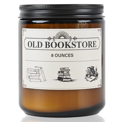Old Bookstore Scented Candle 8oz Soy Wax Gift For Book Lovers Readers
