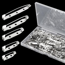200 Pcs Silver Brooch Pin Backs,20/25/32/38/45mm Safety Bar Pins with Locking