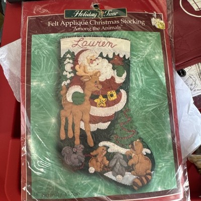 Holiday Time 84183 Among The Animals Felt Christmas Stocking Kit Woodland Santa