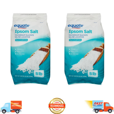Equate Multi-Purpose Epsom Salt, Magnesium Sulfate, 128 oz (8lb), Unscented, 2pk
