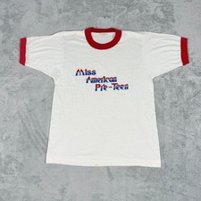 Screen Stars M Ringer T-Shirt Miss American Pre-Teen Vintage 80s USA Made