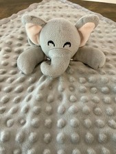 Baby Elephant Lovey Satin Security Blanket 16x16  Tactile Bump Replacement Plush