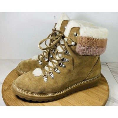 Splendid Evita Womens Suede Faux Fur Hiking Boots Grey Size 8.5M