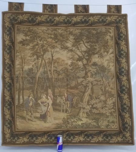 Vintage French Village Scene Wall Hanging Tapestry 127x126cm