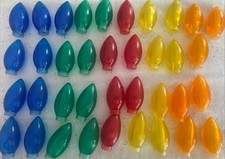 Vintage Christmas Light Covers Plastic 2 1/4” Threaded, Set Of 37 Blue Green Red