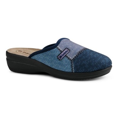 Inblu Damen Hausschuhe/Pantoffeln aus Stoff Patchwork-Optik - 004 (Blue/Multi)