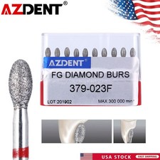 10Pcs AZDENT Dental Diamond Burs FOOTBALL 379-023F FINE RED DEFEND Friction Grip