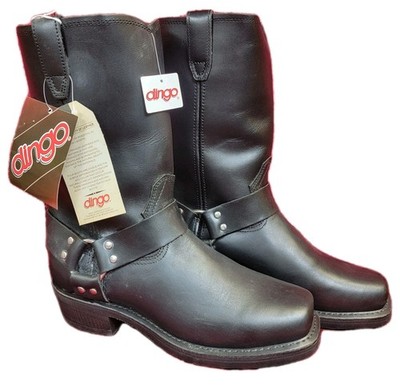 Dingo Dean Harness Square Toe Pull On Motorcycle Cowboy Mens 9.5 BIKER Boots BLK